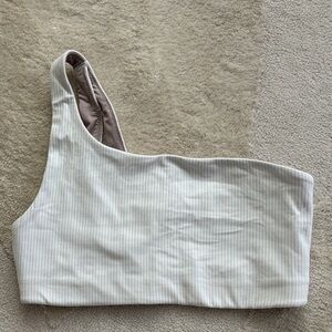 lululemon athletica White Ribbed One-Shoulder Tank Top